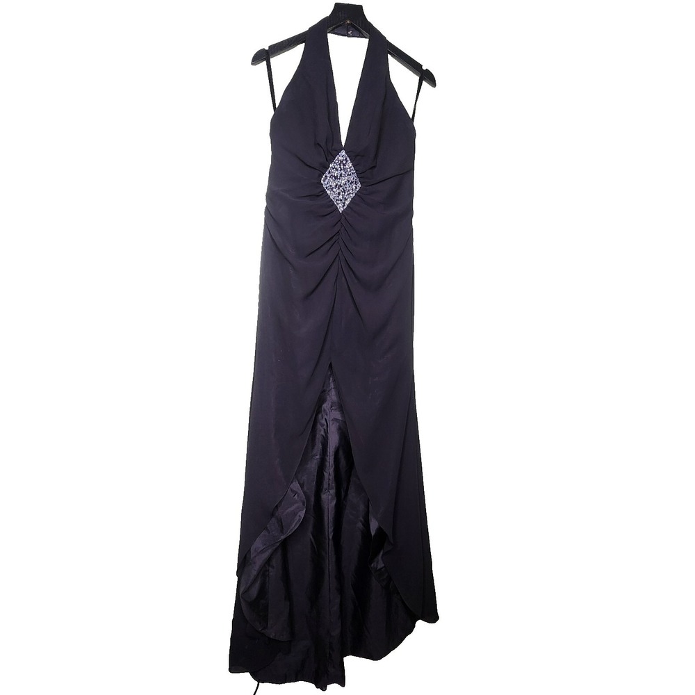 Mori Lee Madeline Gardner Halter Gown Dressβ 14 Black Long Sequined Bridesmaid